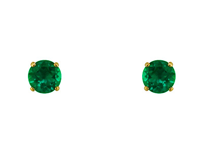 9ct Yellow Gold Birthstone Earrings 5mm Round Created Emerald - May - Standard Image - 2