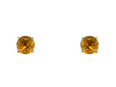 9ct Yellow Gold Birthstone Earrings 5mm Round Champagne/orange/yellow   Topaz - November - Standard Image - 2