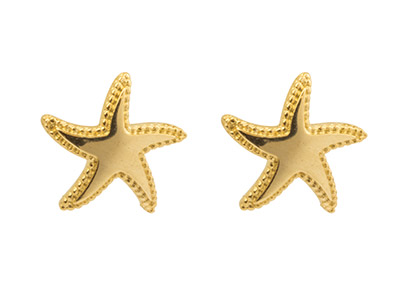 9ct Yellow Gold Plain Star Stud    Earrings - Standard Image - 1