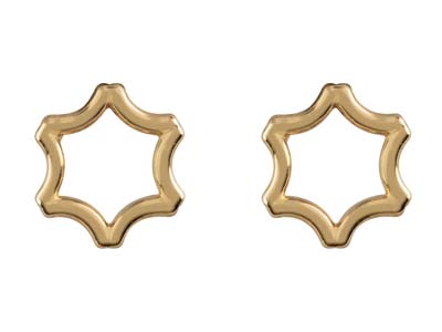 9ct Yellow Gold Star Outline Stud  Earrings