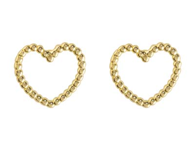 9ct Yellow Gold Heart Outline Stud Earrings
