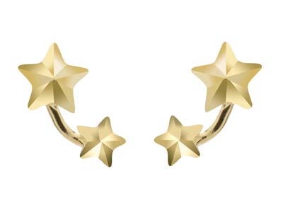 9ct Yellow Gold Starburst Design   Earrings