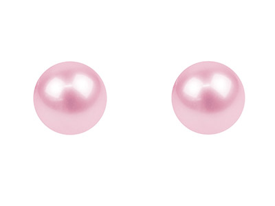Sterling Silver 6-6.5mm Round Pink Pearl Studmkd Pearls - Earrings