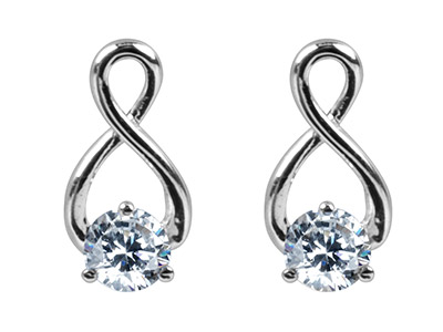 Sterling Silver Earrings           Cubic Zirconia Twist - Standard Image - 1
