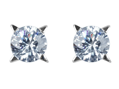 Silver Round Cubic Zirconia Earrings