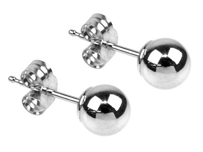 Sterling Silver Earrings Pair 4mm  Ball Studs With Scroll - Standard Image - 2