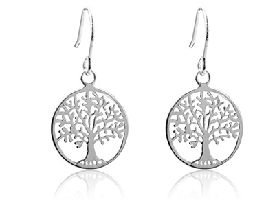 Sterling Silver Earrings Tree Of   Life Drop - Standard Image - 1
