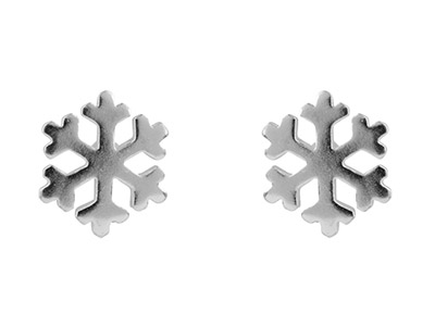 Sterling Silver Earrings Snowflake Stud - Standard Image - 1