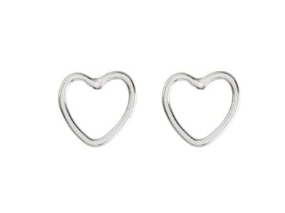 Sterling Silver Heart Outline Stud Earrings - Standard Image - 1
