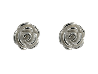 Sterling Silver Rose Stud Earrings - Standard Image - 1