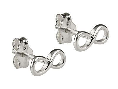 Sterling Silver Infinity Stud      Earrings - Standard Image - 2