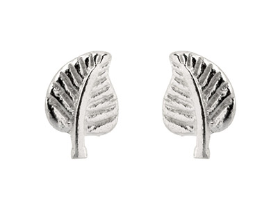 Sterling Silver Leaf Stud Earrings - Standard Image - 1