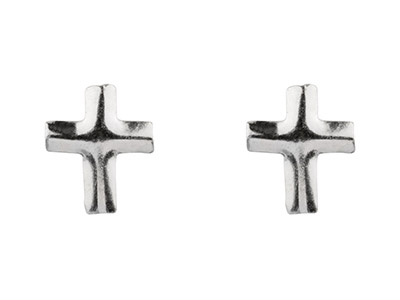 Sterling Silver Small Cross Stud   Earrings - Standard Image - 1
