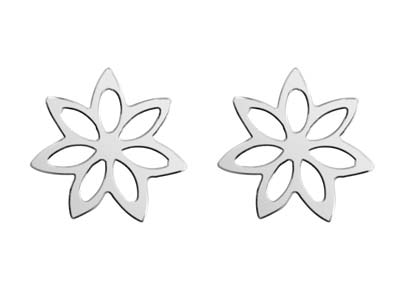 Sterling Silver Flower Design Stud Earrings - Standard Image - 1
