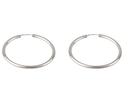 Sterling Silver Plain Hoop Earrings 33mm