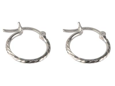 Sterling Silver Textured Hoop      Earrings 12mm