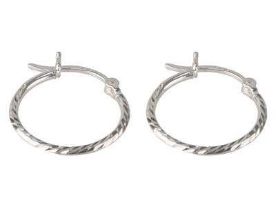 Sterling Silver Textured Hoop      Earrings 15mm