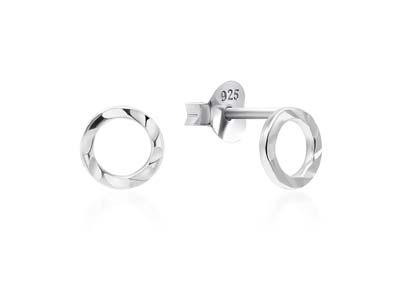 Sterling Silver Hammered Design    Stud Earrings - Standard Image - 3