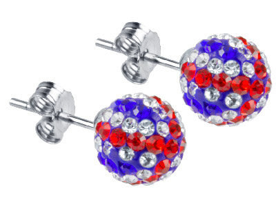 Shamballa Earrings, Union Crystal Glitter Ball With Sterling Silver