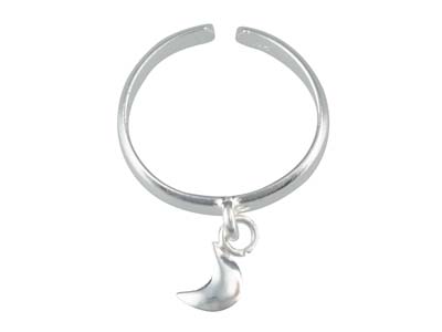 Sterling Silver Toe Ring With Moon Charm