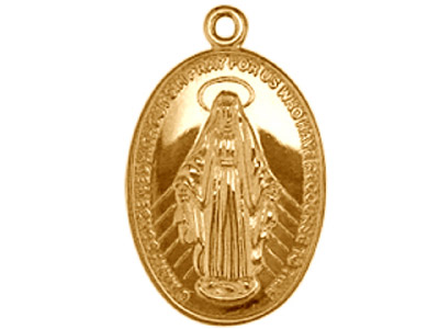 9ct Yellow Gold Pendant Ks2029     0.80mm Double Sided Miraculous     Medal Madonna, 100% Recycled Gold - Standard Image - 1