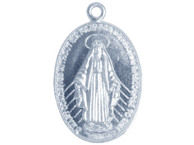 Sterling Silver Pendant Ks2029      0.90mm Double Sided Miraculous      Medal Madonna, 100 Recycled Silver