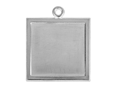 Fine Silver Pendant Cpm83 1.50mm   Fully Annealed Framed Square Blank 19mm, 100% Recycled Silver - Standard Image - 1