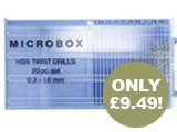 Set of 20 twist drills 0.3-1.5mm, Now ONLY £9.49!