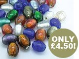 Silver Foil Glass beads - Over 40 pieces per pack!
