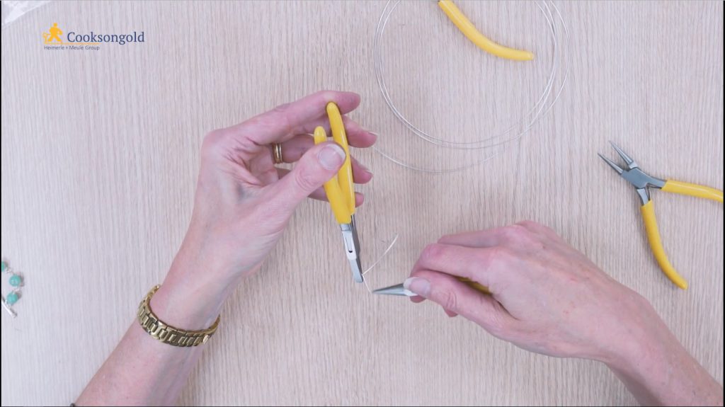 wrapping wire to make beaded bracelets