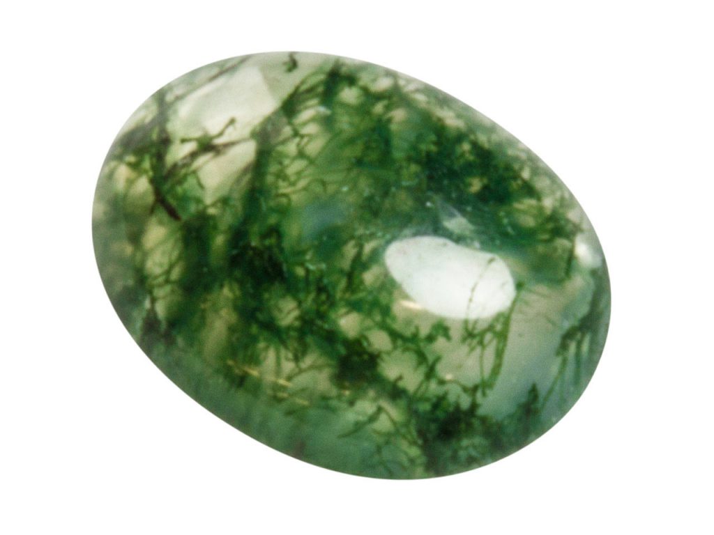 Moss Agate Oval Cabochon Cut Gemstone