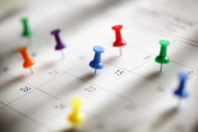 calendar pins on key dates