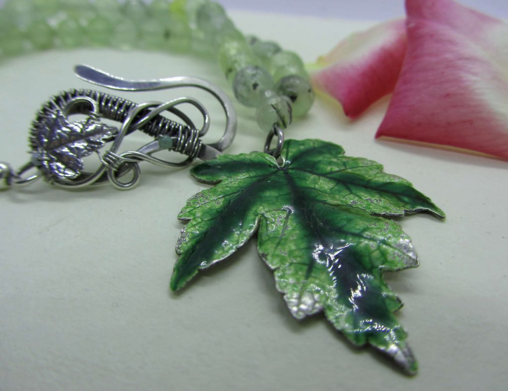 enamel leaf pendant