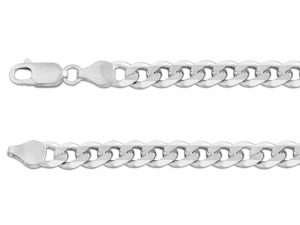 Sterling Silver 6.6mm Diamond Cut Curb Chain 18"/45cm Hallmarked – VVCD A66H