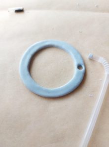 Cutting the Fimo wreath