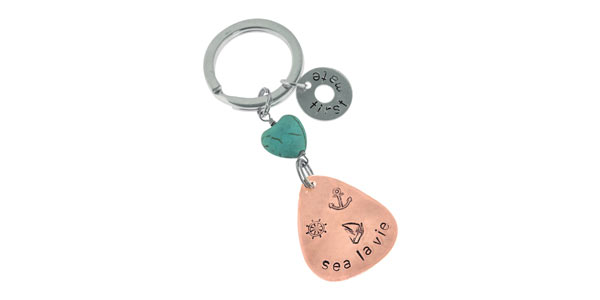 Finished personalised seaside keyring