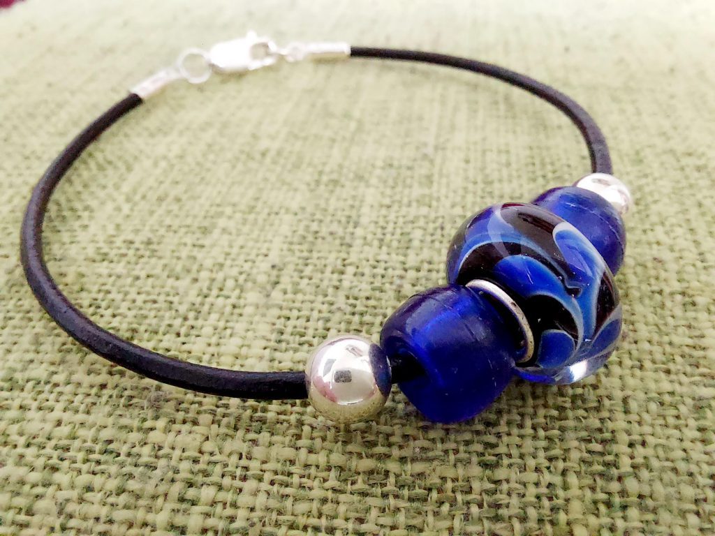 finished leather cord bracelet with beads