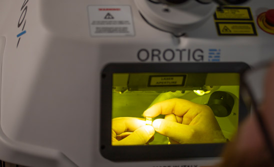 Orotig laser welder in use