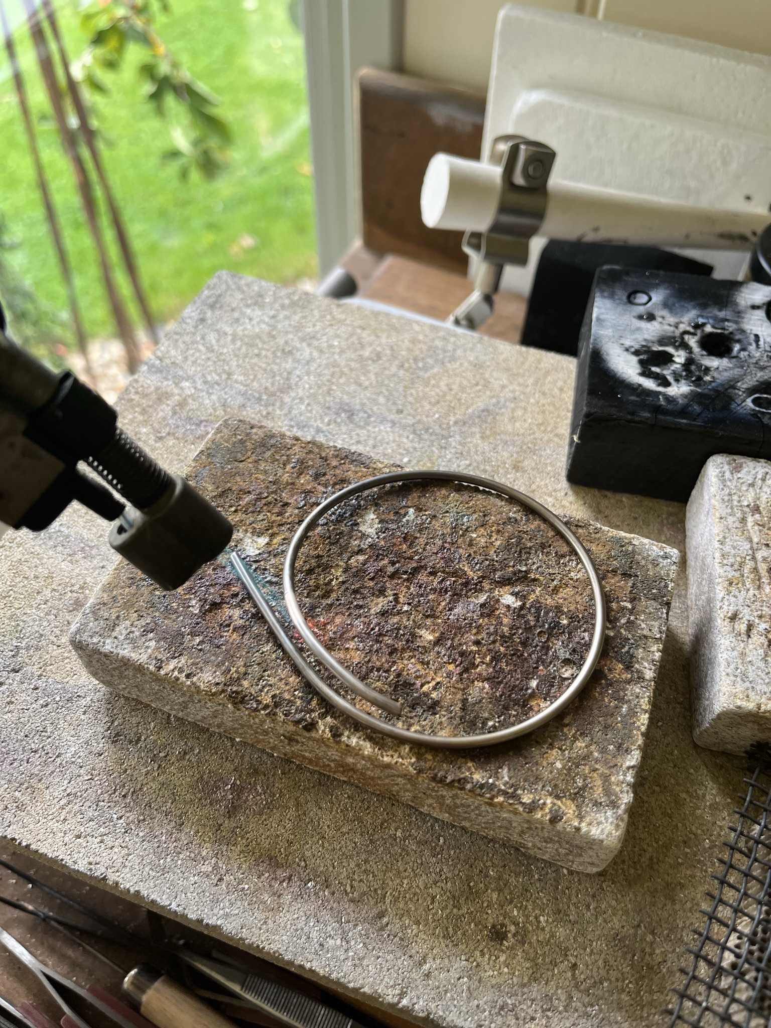 Annealing silver wire using a blow torch
