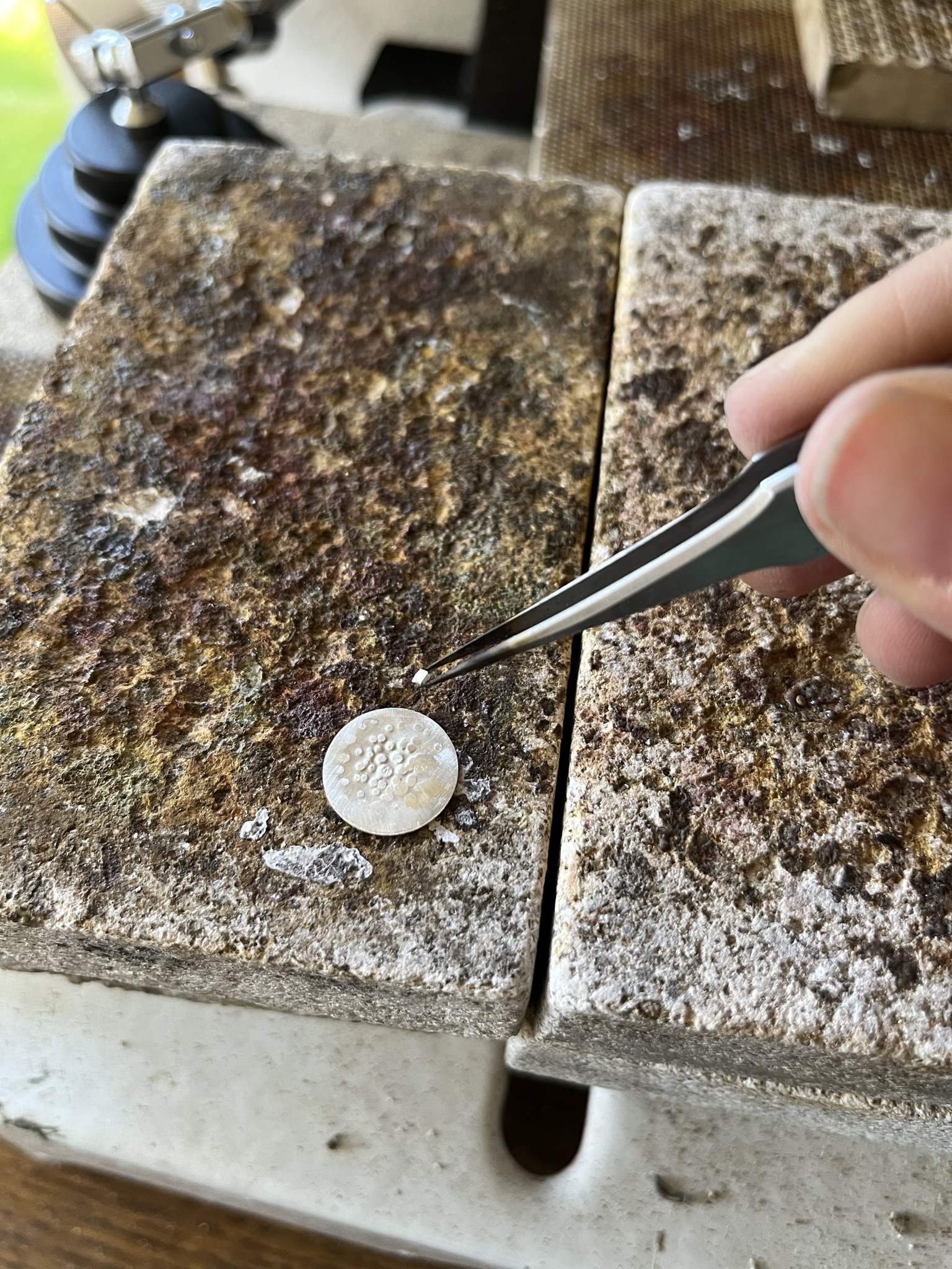 Solder the two pieces of silver together.