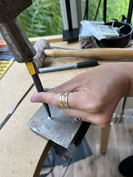 Create a dot on the disc using a centre punch