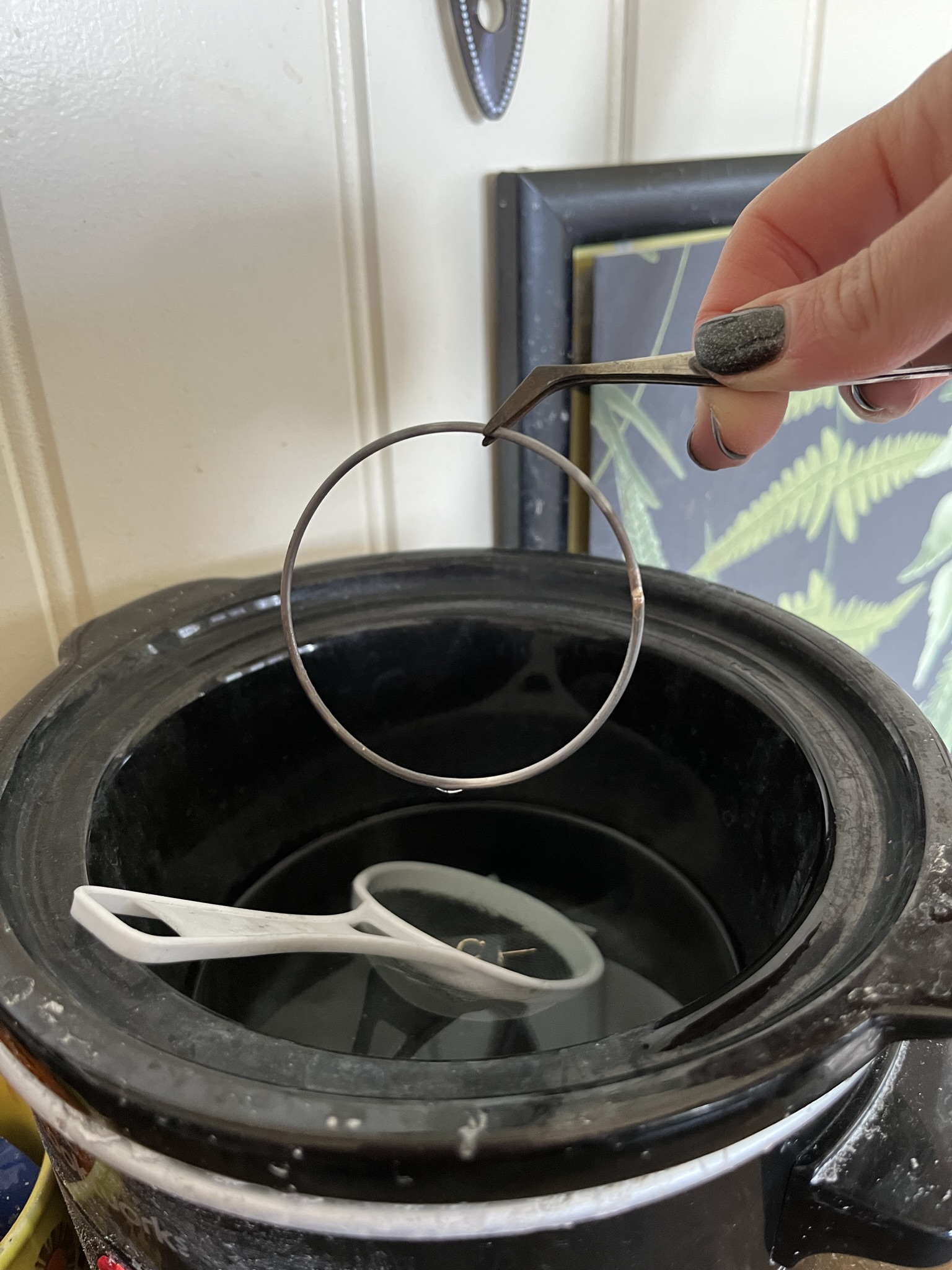 Leave the silver wire to cool before quenching in water using tweezers. 