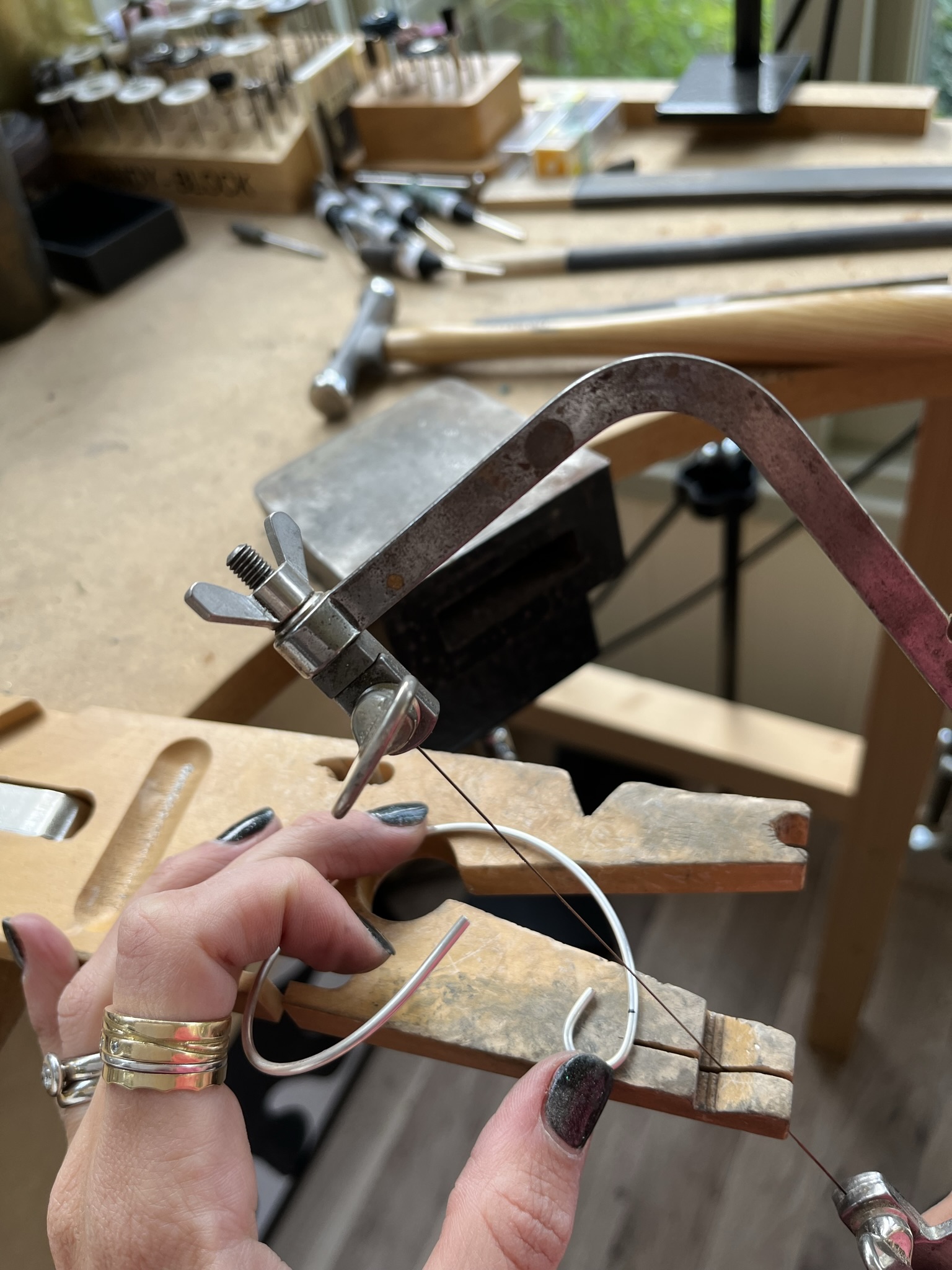 Cut off excess wire using a piercing saw. 