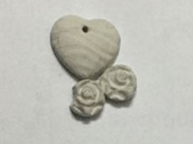 Silver Clay heart and roses