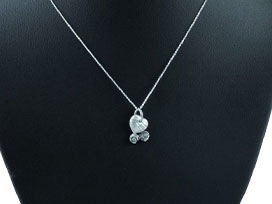 Silver Clay Rosy Heart Pendant on Chain