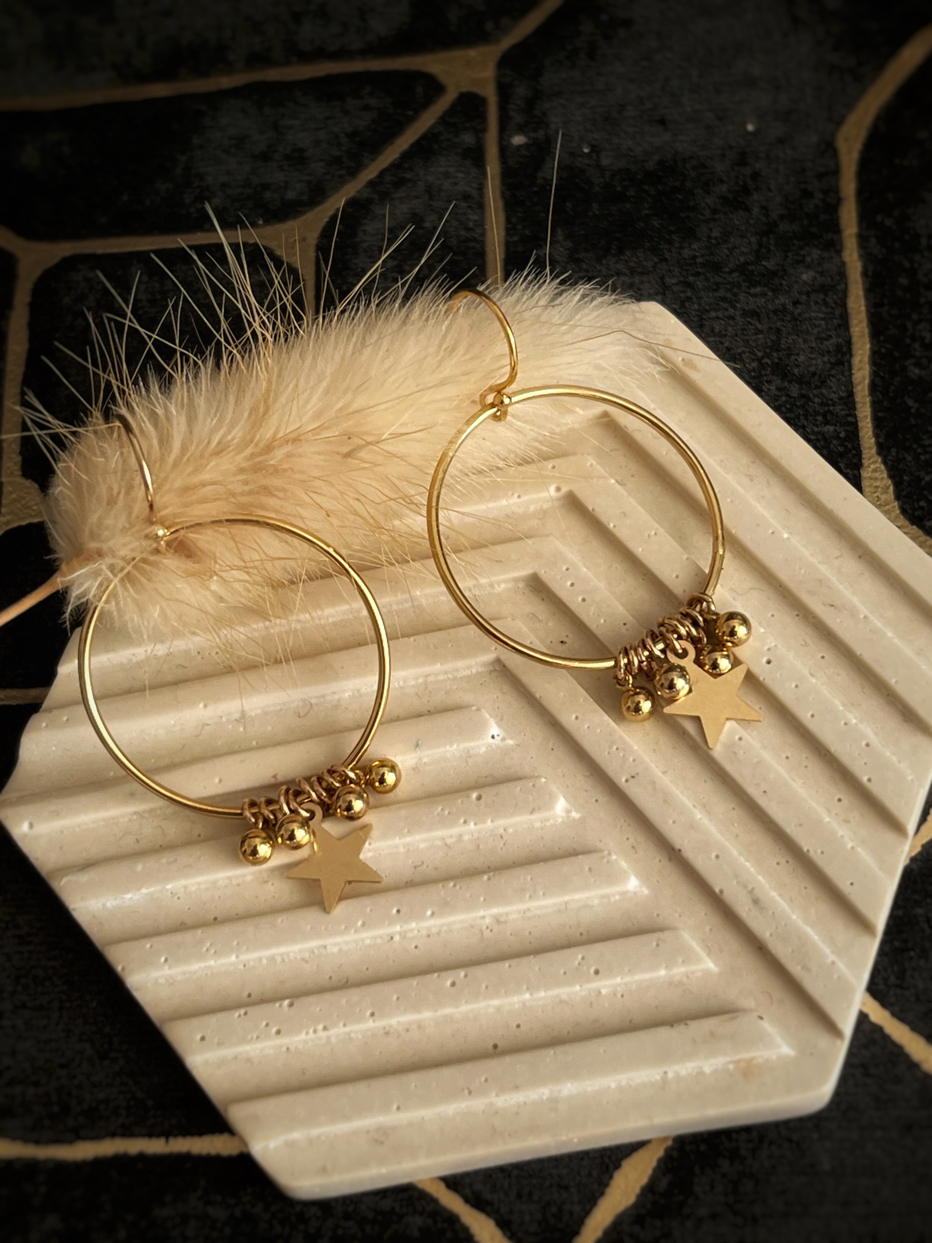 Gold filled party star dangly earrings
