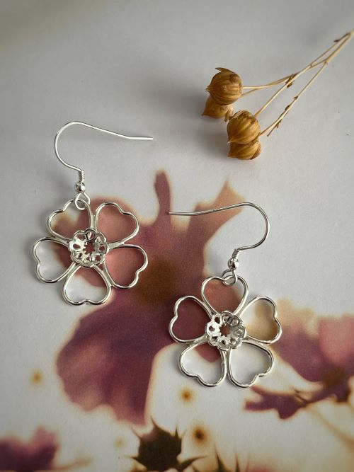 Heart Petal Flower Earrings