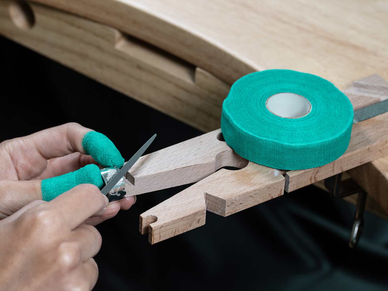 Finger protection tape protecting a jeweller's hands