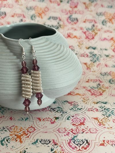 Coiled Silver-Plated Wire Earrings