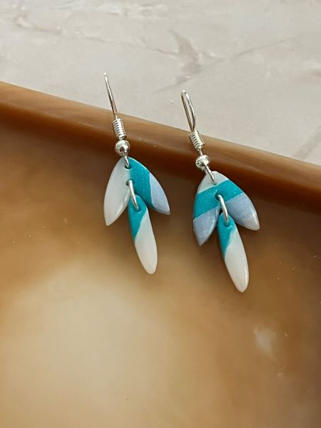 Metallic Translucent FIMO Polymer Clay Leaf Earrings